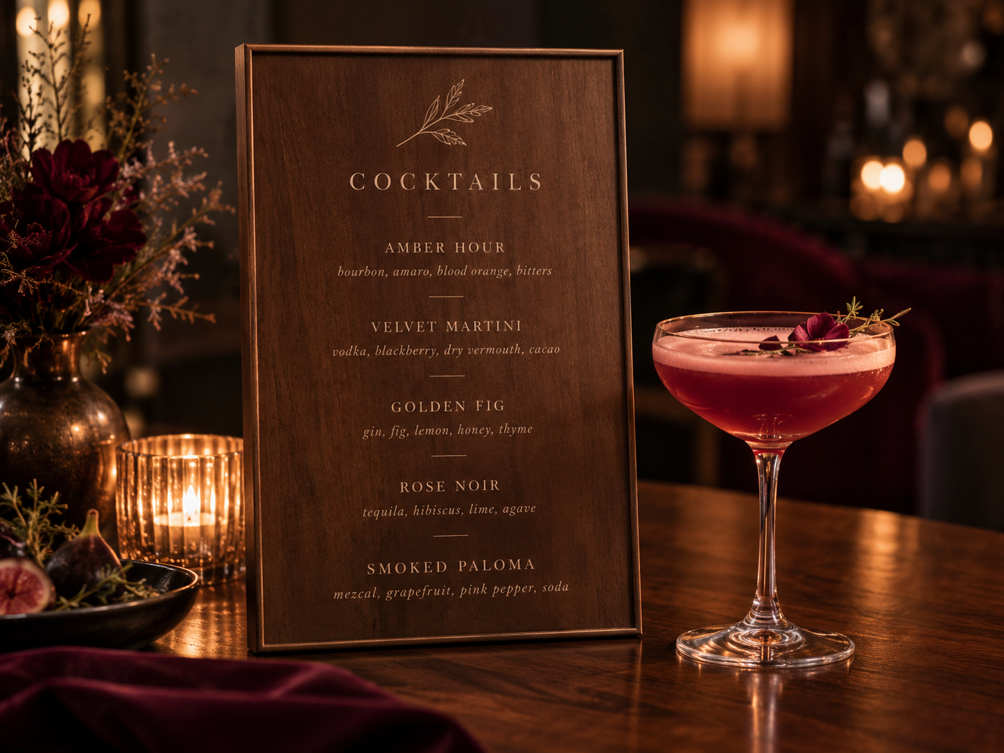 Fully customized drink menu